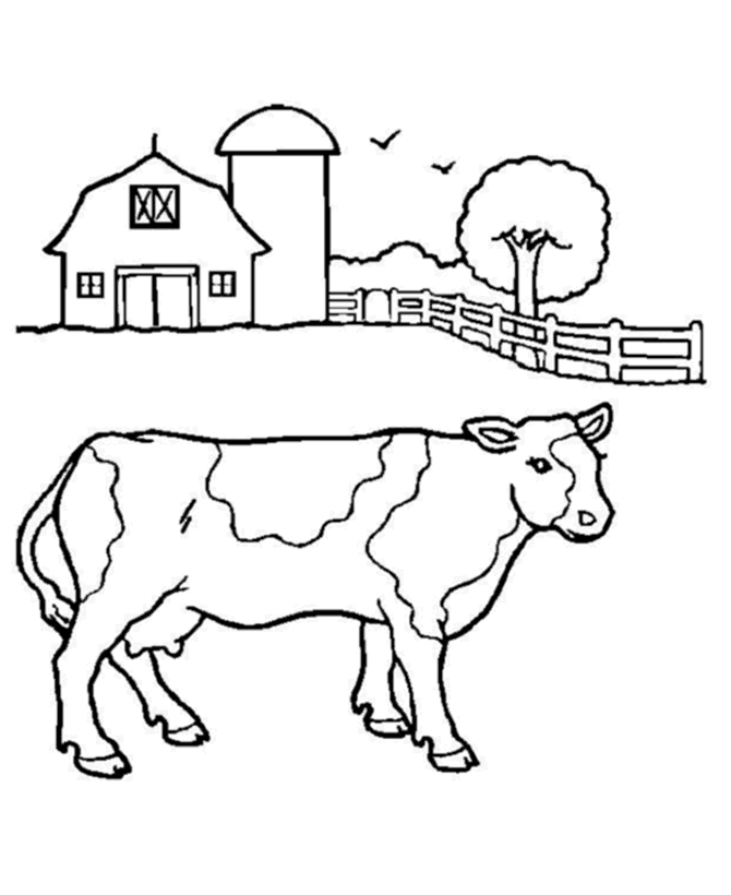 Coloriage d'une vache paisible dans un champ verdoyant