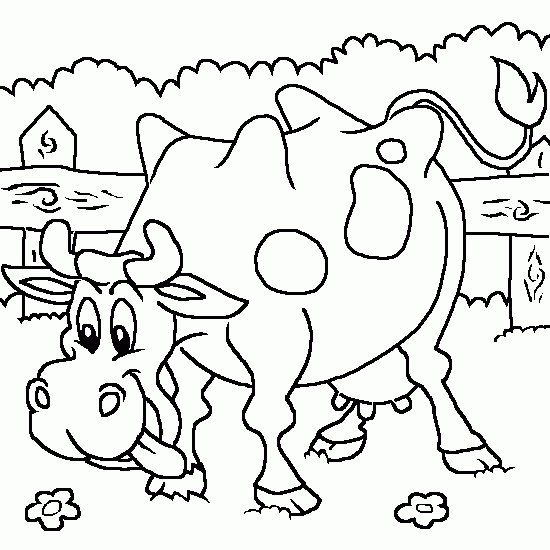 Coloriage d'une vache paisible dans un champ verdoyant