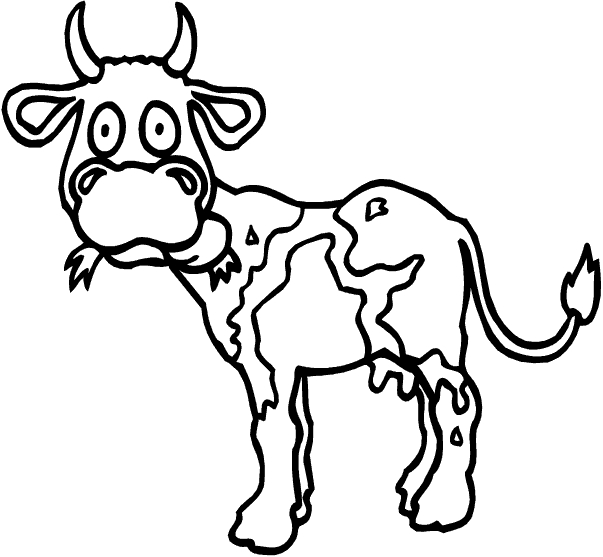 Coloriage d'une vache paisible dans un champ verdoyant