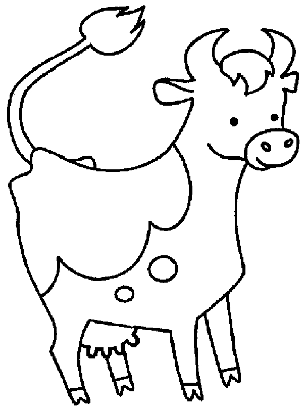 Coloriage d'une vache paisible dans un champ verdoyant