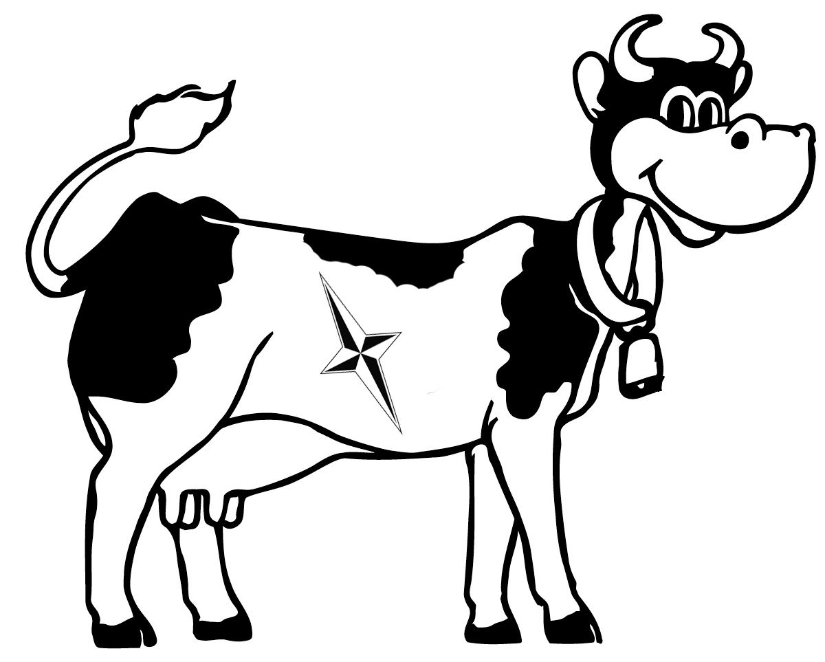Coloriage d'une vache paisible dans un champ verdoyant