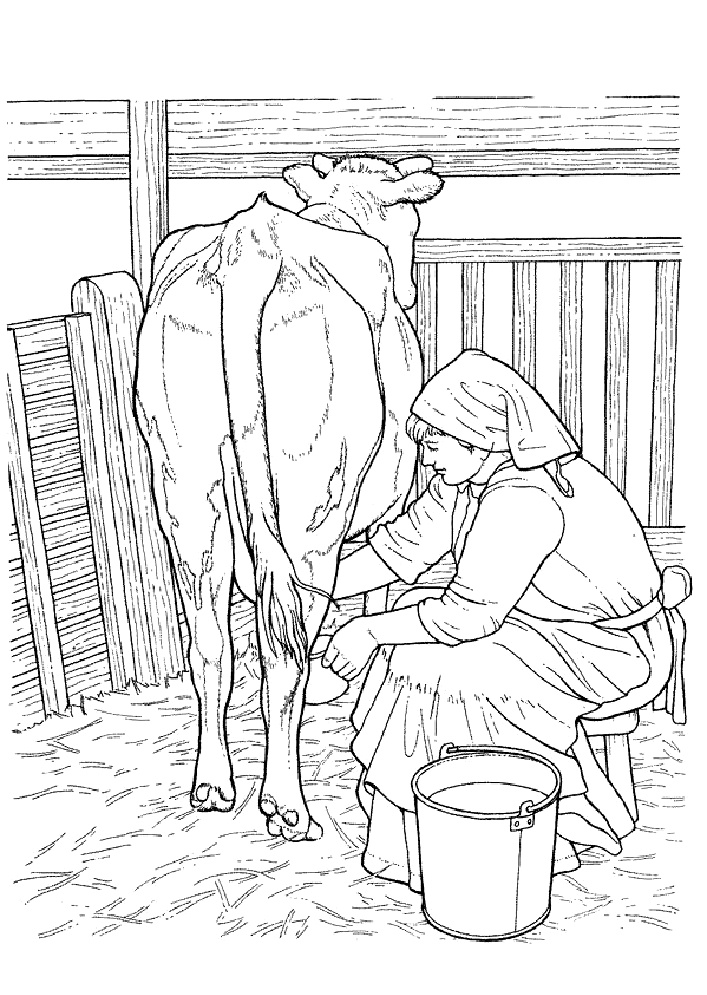 Coloriage d'une vache paisible dans un champ verdoyant
