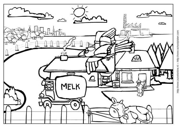 Coloriage d'une vache dans un champ verdoyant