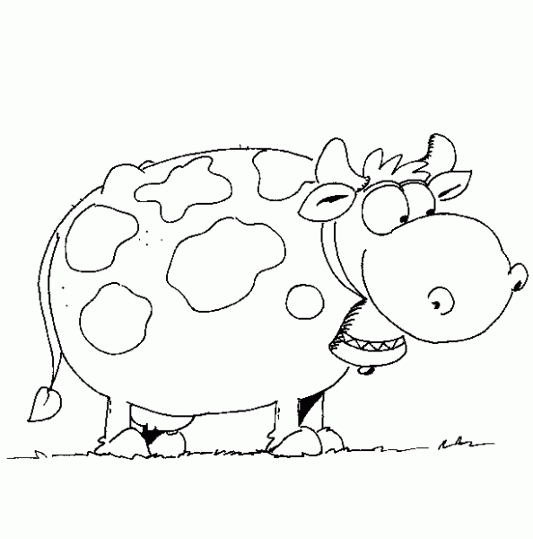Coloriage d'une vache paisible dans un paysage rural