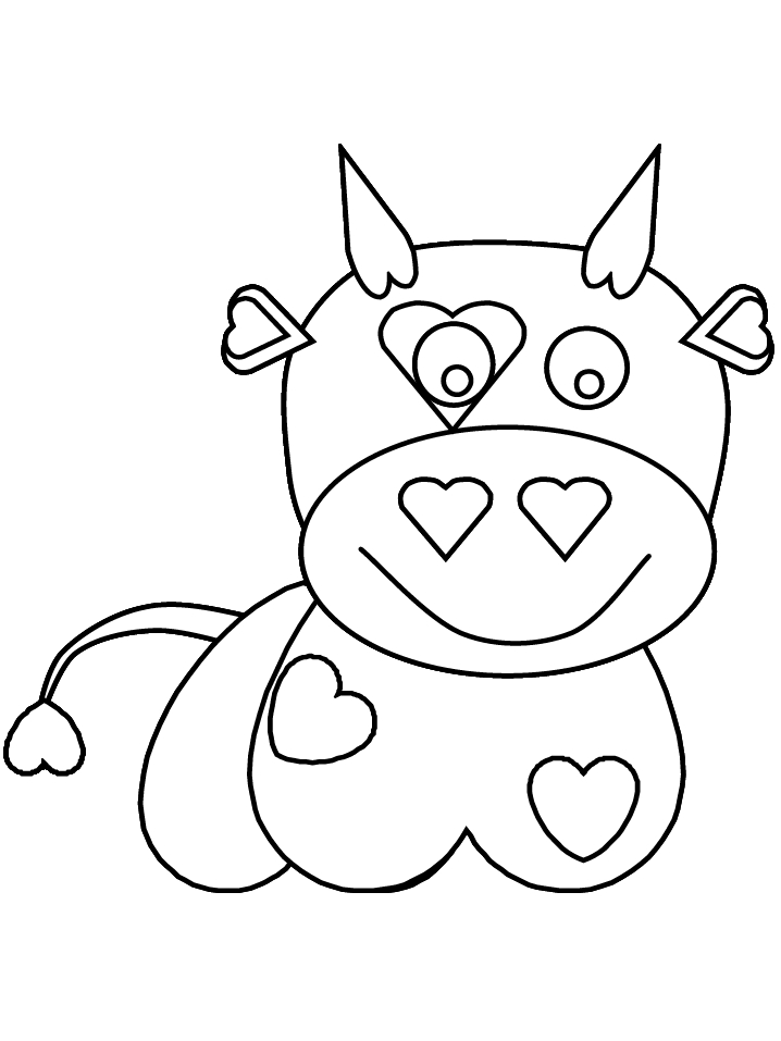 Coloriage d'une vache paisible dans un champ verdoyant Coloriage d'une vache paisible dans un champ verdoyant