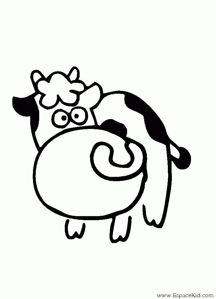 Coloriage d'une vache paisible dans un pré verdoyant