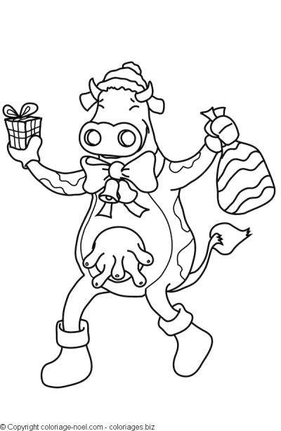 Coloriage d'une vache paisible dans un champ verdoyant