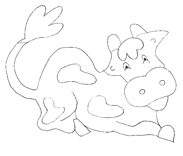 Coloriage d'une vache paisible dans un champ