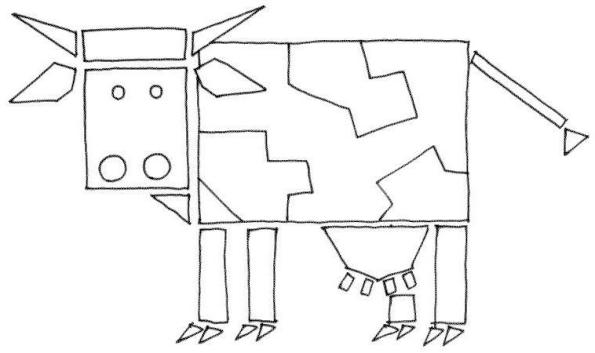 Coloriage d'une vache dans un champ verdoyant