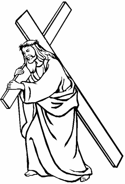Scène de Vendredi Saint avec symboles religieux et nature