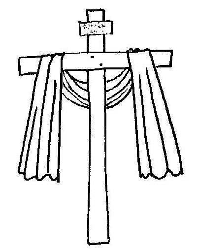 Scène de Vendredi Saint avec une croix et des symboles religieux