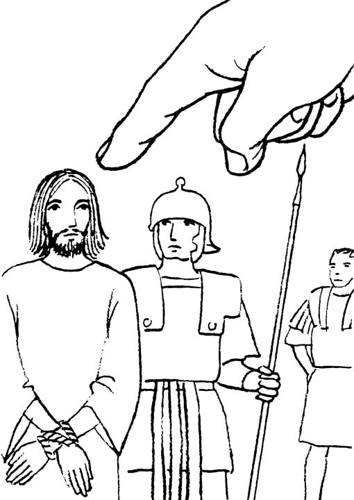 Coloriage représentant la crucifixion de Jésus sur le calvaire