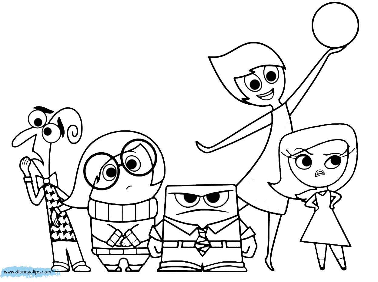 Coloriage des émotions du film Vice-Versa avec les personnages principaux