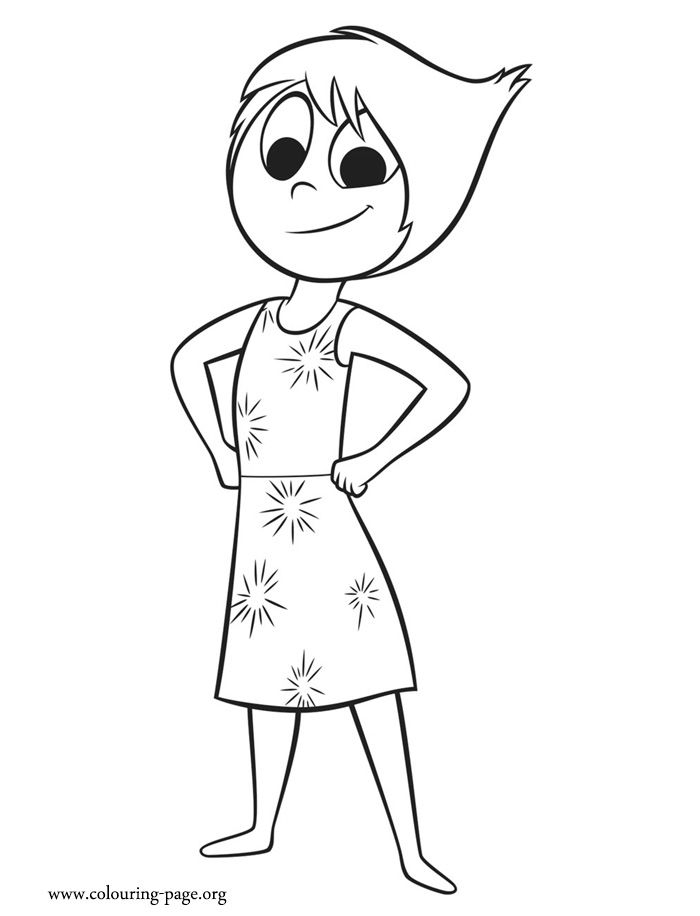 Coloriage d'une scène du film Vice-Versa avec les émotions Joyeuse et Triste