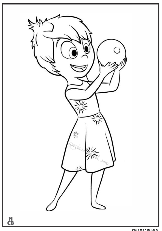 Scène de coloriage représentant des personnages de Vice-Versa en pleine expression