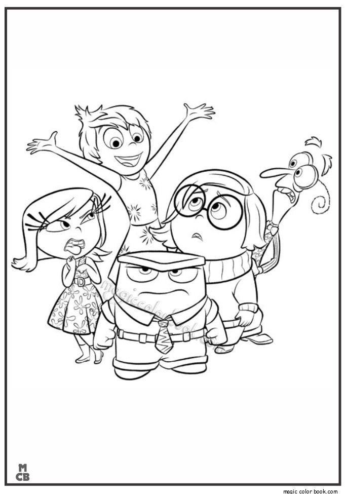 Coloriage de Joy et Tristesse de Vice-Versa dans un décor minimaliste