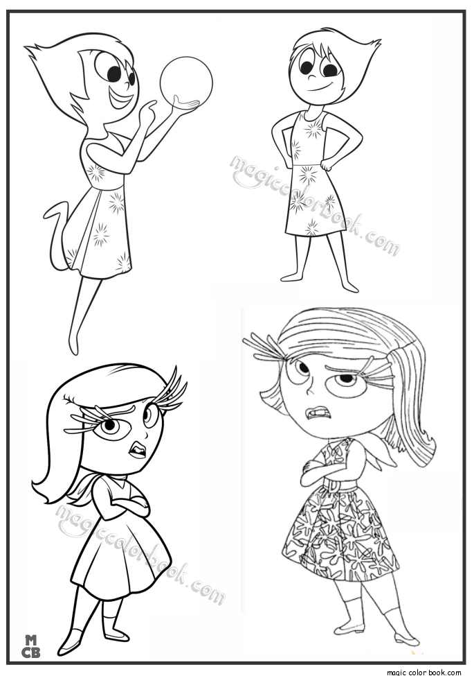 Coloriage de Joy et Tristesse de Vice-Versa dans un décor illustratif