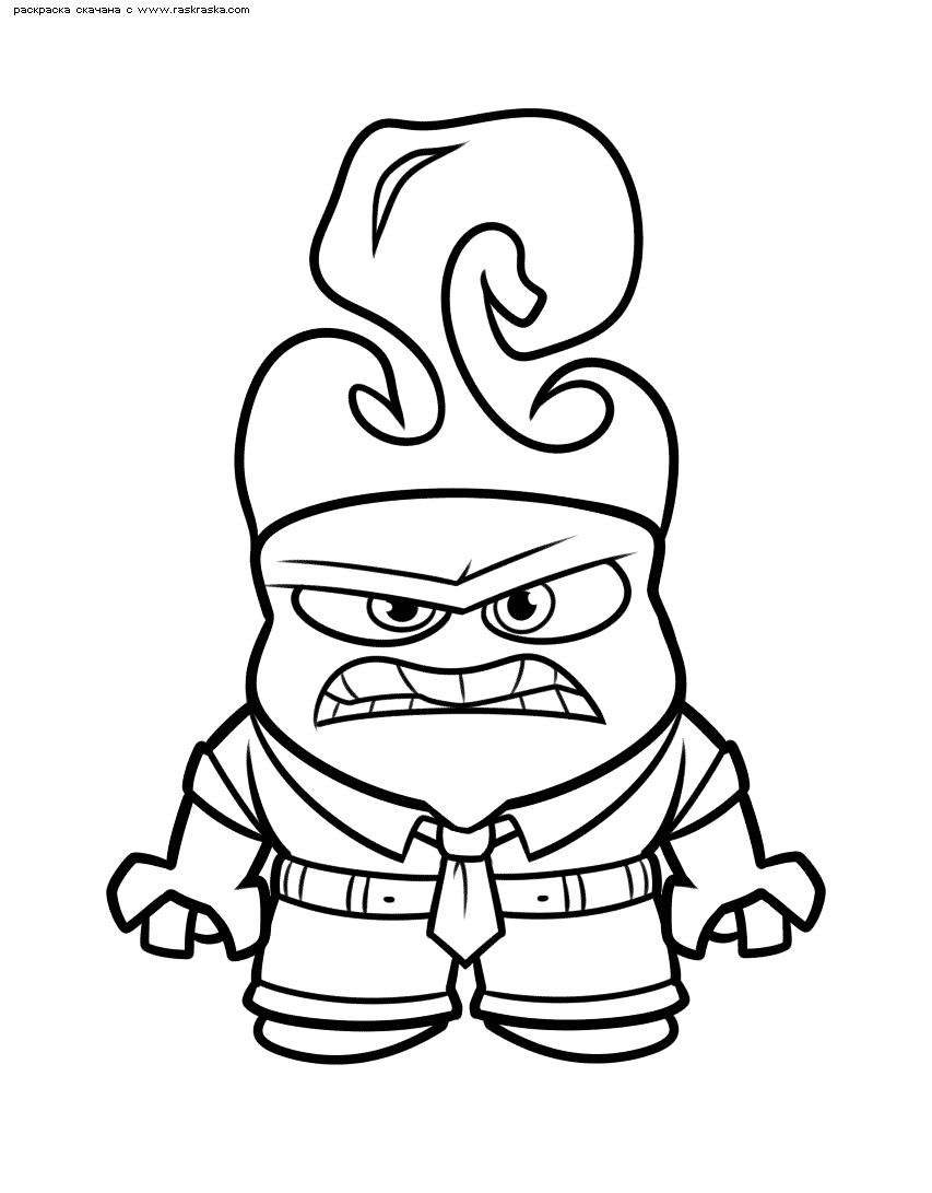 Coloriage d'Inside Out avec les émotions dans une scène intérieure