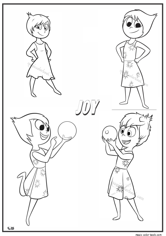 Coloriage de l'émotion joie et tristesse avec les personnages de Vice-Versa