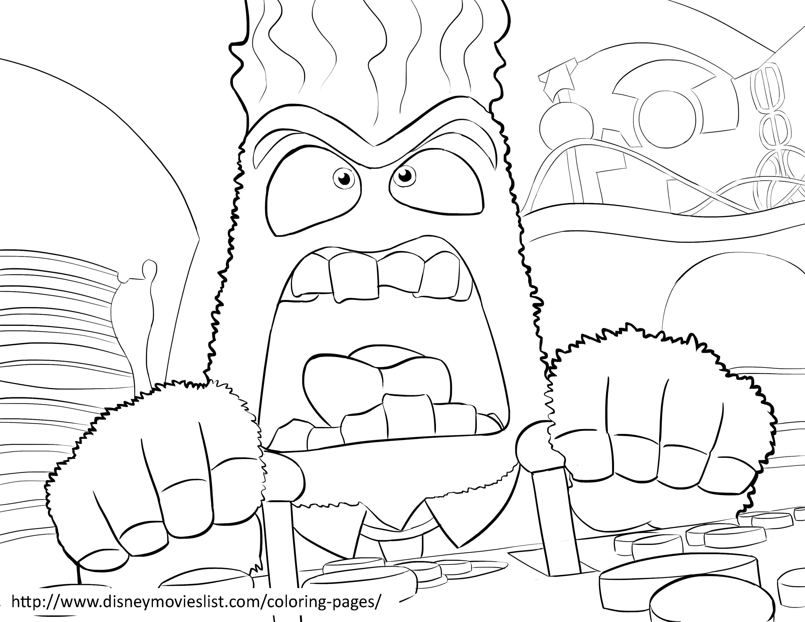 Coloriage de l'intérieur de la tête d'Inside Out avec les émotions