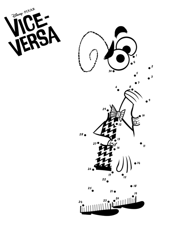 Coloriage représentant les personnages de Vice-Versa dans un décor intérieur