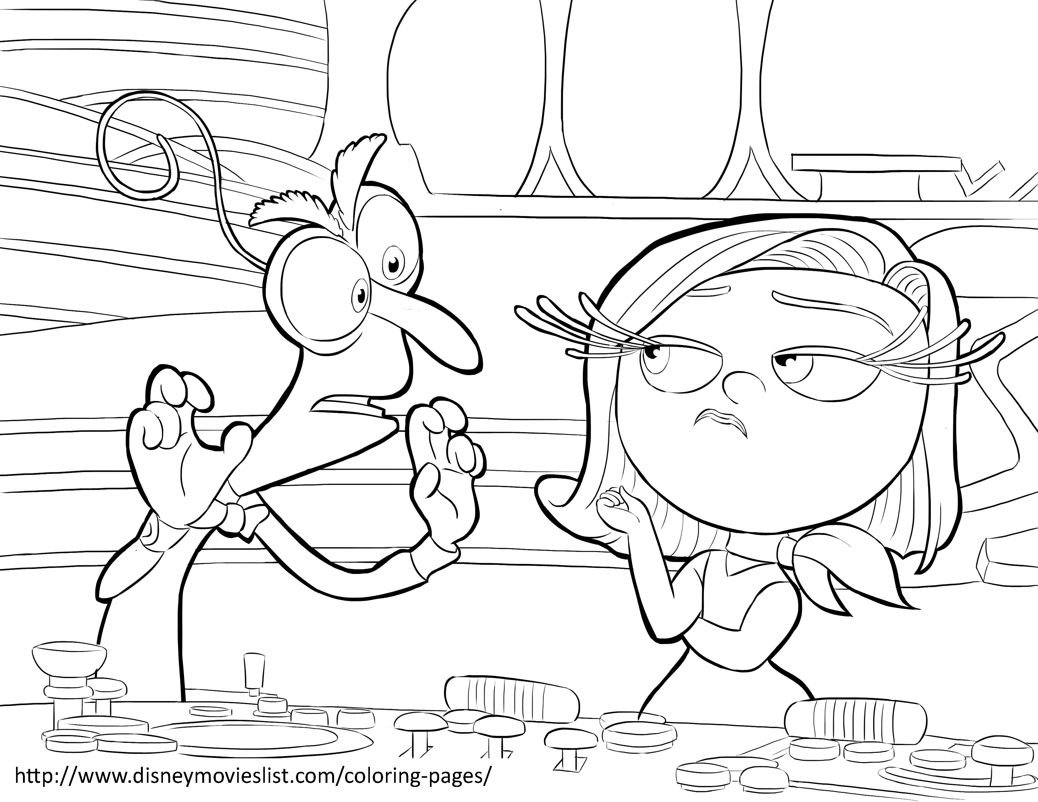Coloriage de Joy et Tristesse de Vice-Versa dans un décor intérieur