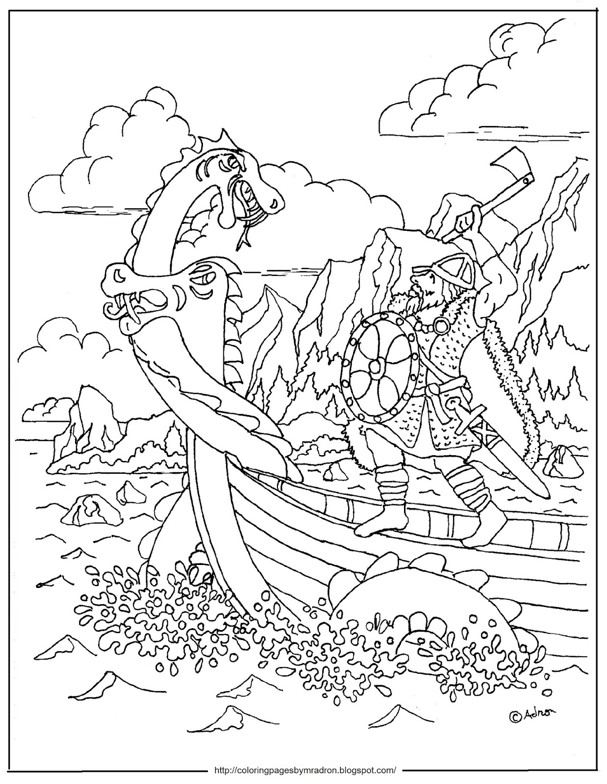 Un viking prêt à partir en expédition sur son drakkar