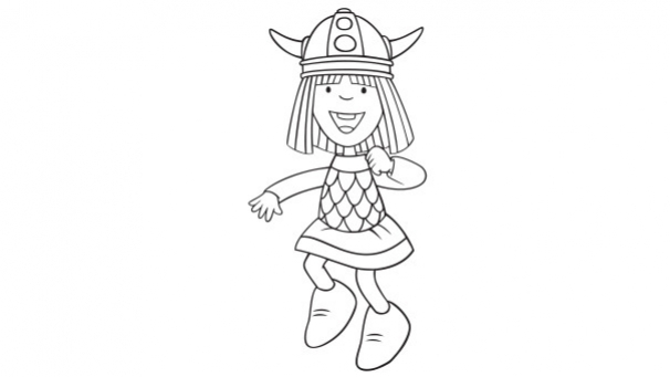 Viking en armure brandissant une hache sur un bateau drakkar