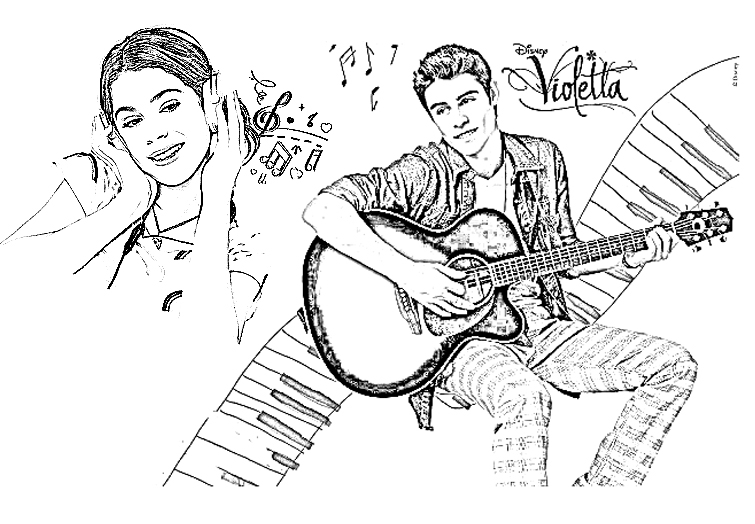 Violetta chantant sur scène avec ses amis dans un décor dynamique