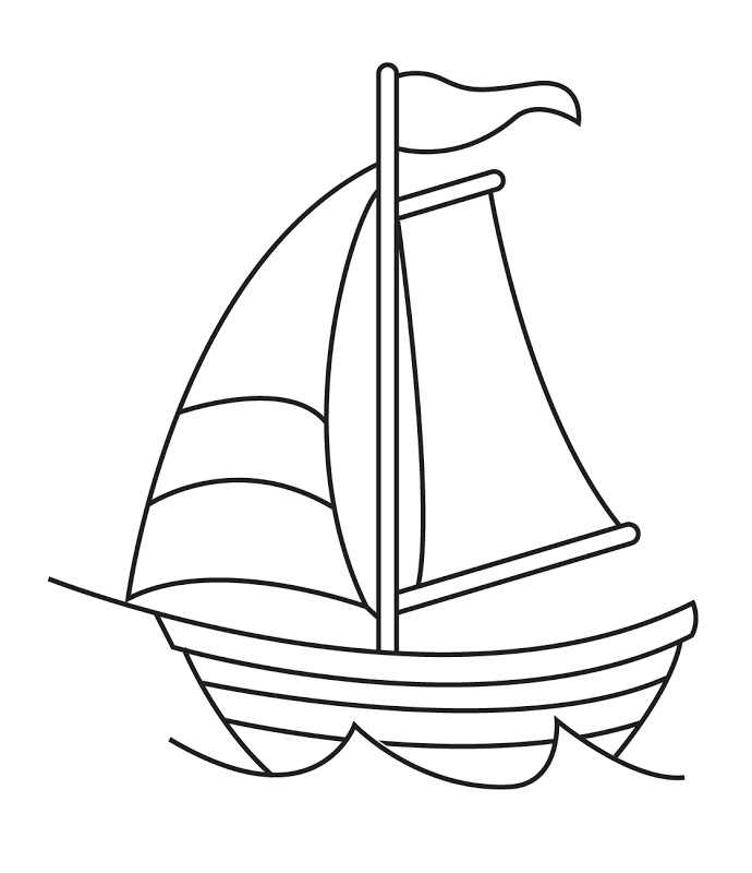 Coloriage d'un voilier naviguant sur une mer calme