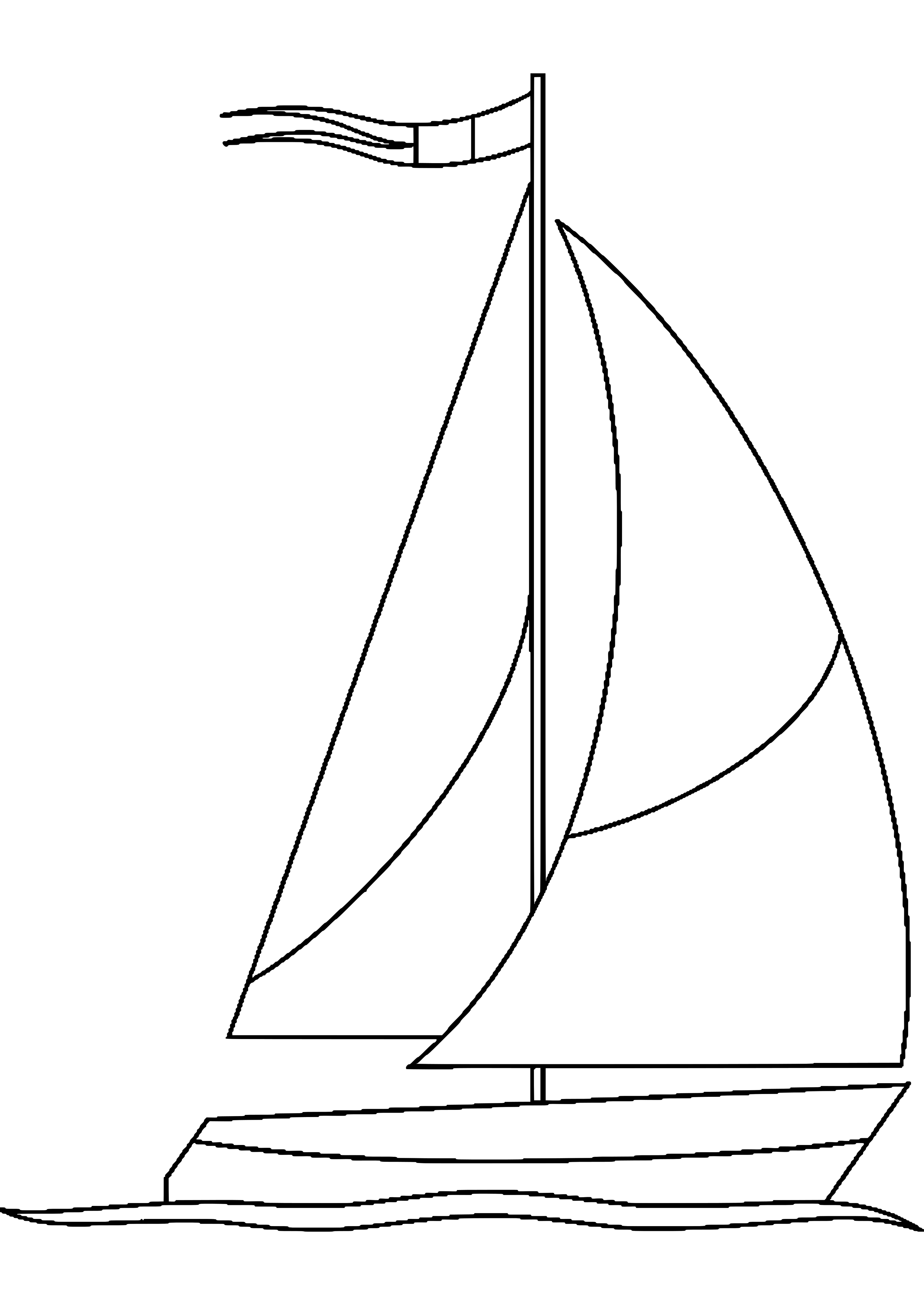 Coloriage d'un voilier naviguant sur une mer calme