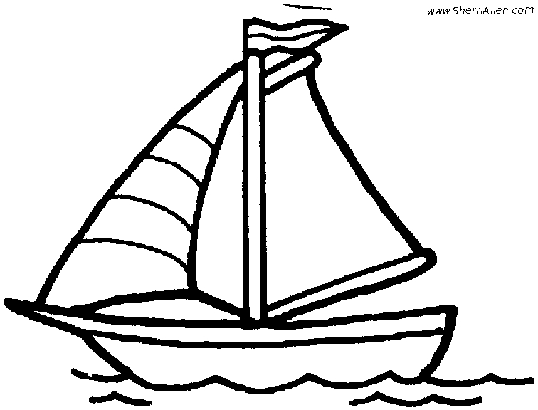 Coloriage d'un voilier voguant sur une mer calme