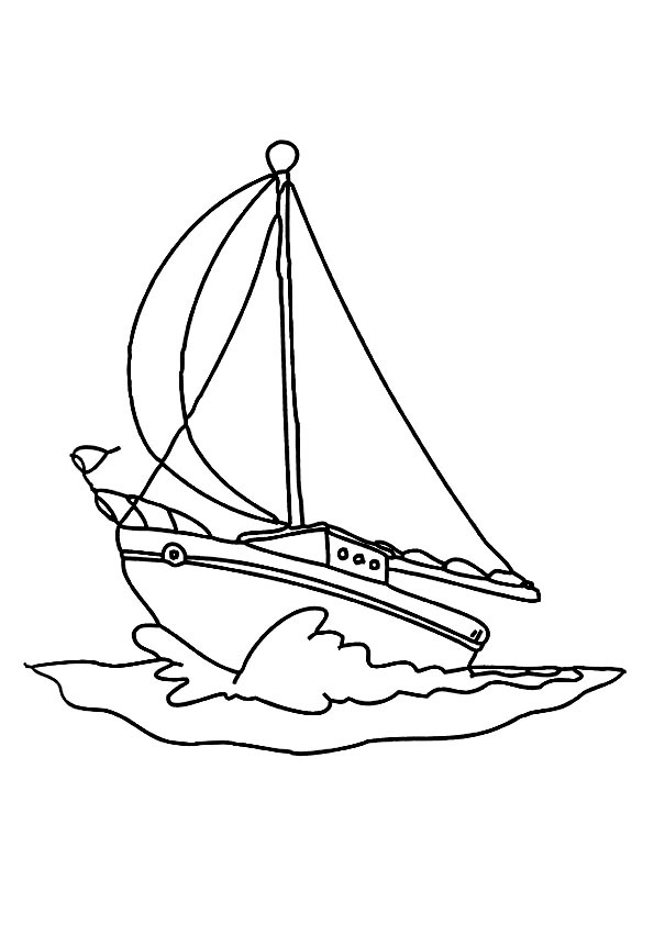 Coloriage d'un voilier voguant sur des eaux calmes