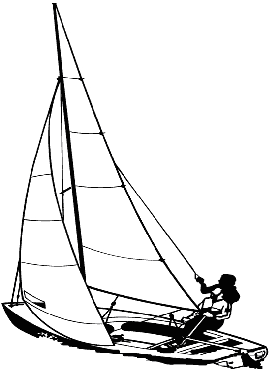 Coloriage d'un voilier naviguant sur une mer calme