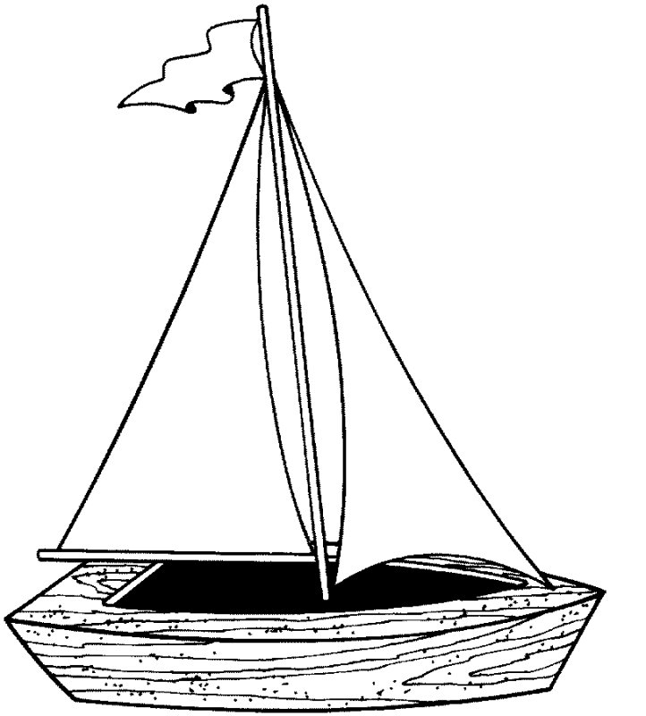 Coloriage d'un voilier naviguant sur une mer calme