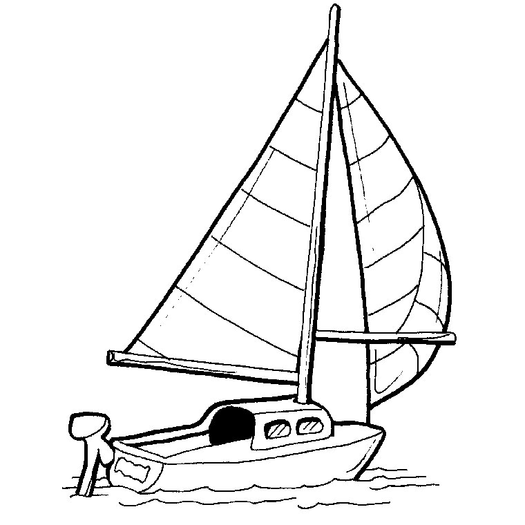 Coloriage d'un voilier voguant sur une mer tranquille