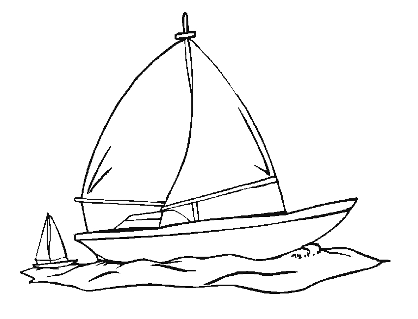 Coloriage d'un voilier voguant paisiblement sur l'eau