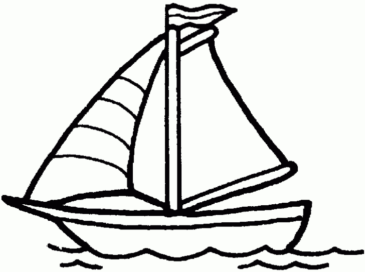 Coloriage d'un voilier naviguant sur une mer calme avec des nuages