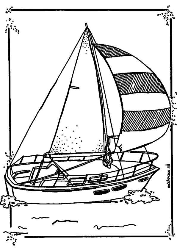 Coloriage d'un voilier voguant sur une mer calme