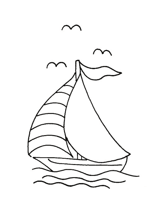 Coloriage d'un voilier naviguant sur des vagues