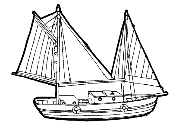 Coloriage d'un voilier voguant sur une mer calme