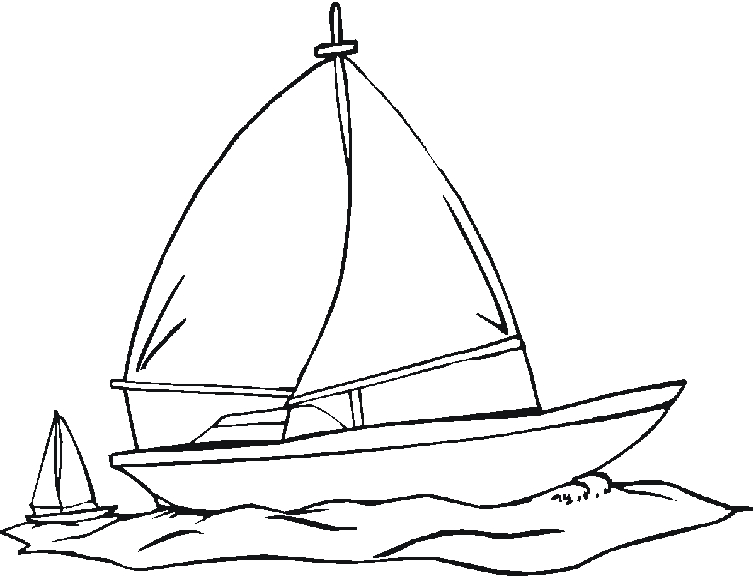 Coloriage d'un voilier naviguant sur des vagues