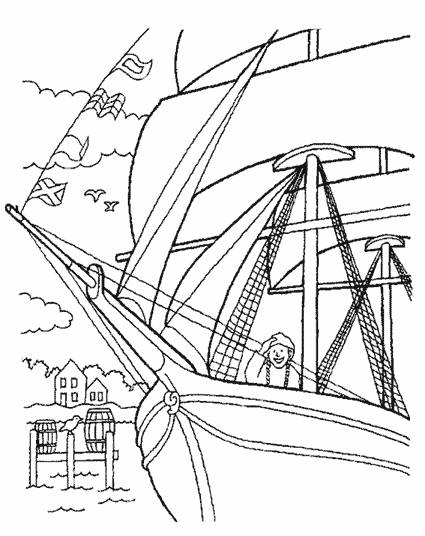 Coloriage d'un voilier naviguant sur des vagues