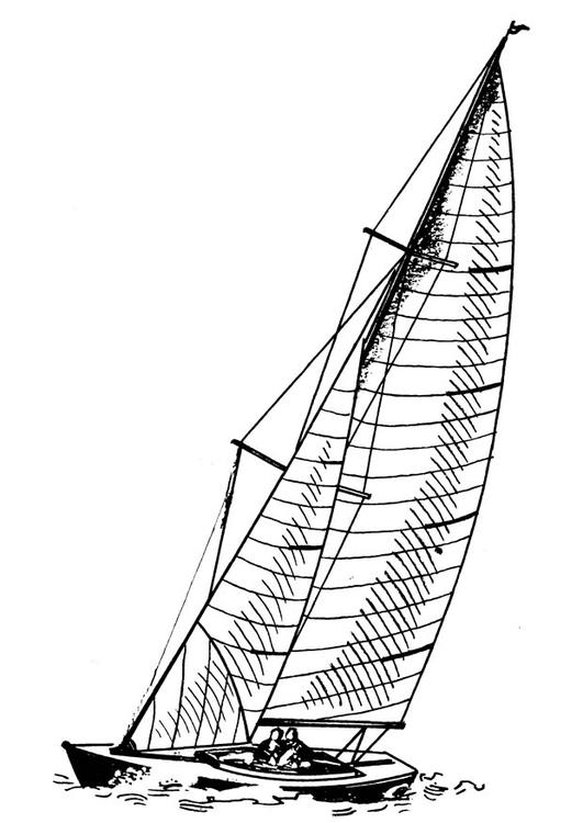 Coloriage d'un voilier voguant sur une mer calme