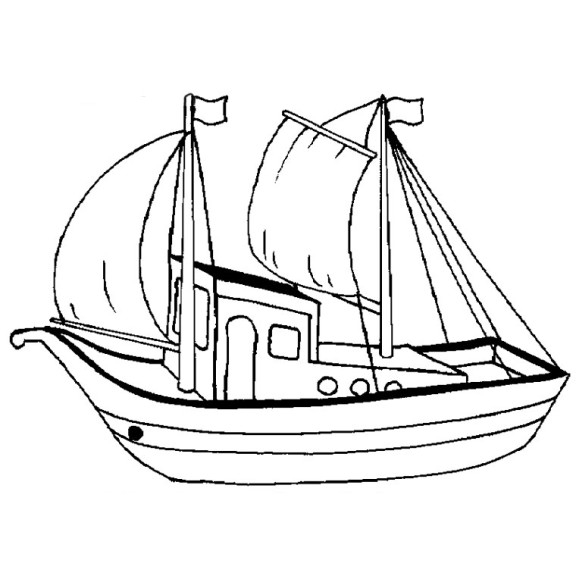 Coloriage d'un voilier voguant sur une mer calme
