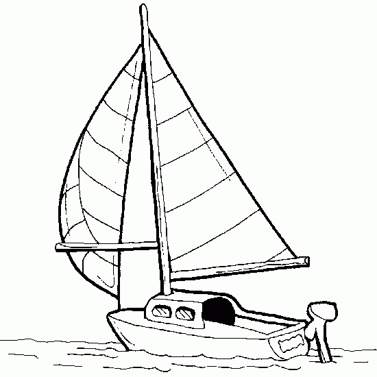 Coloriage d'un voilier naviguant sur des vagues sereines