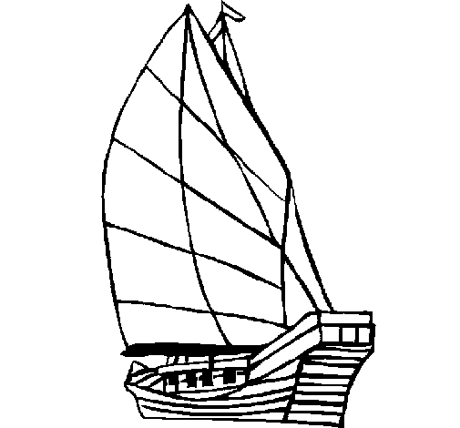 Coloriage d'un voilier voguant sur une mer calme