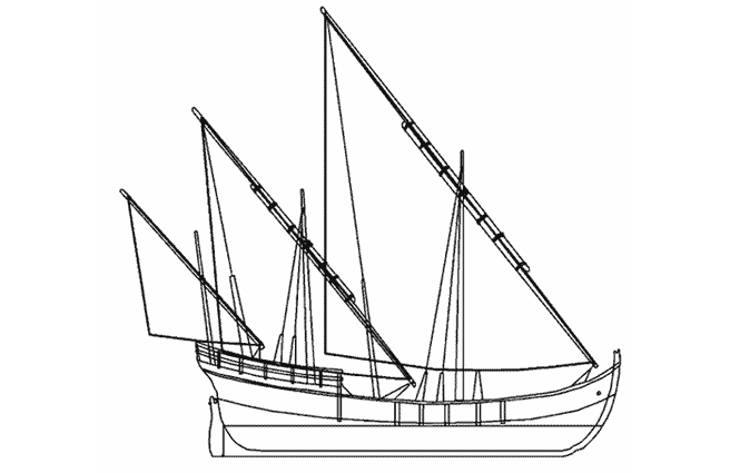 Coloriage d'un voilier naviguant sur une mer calme