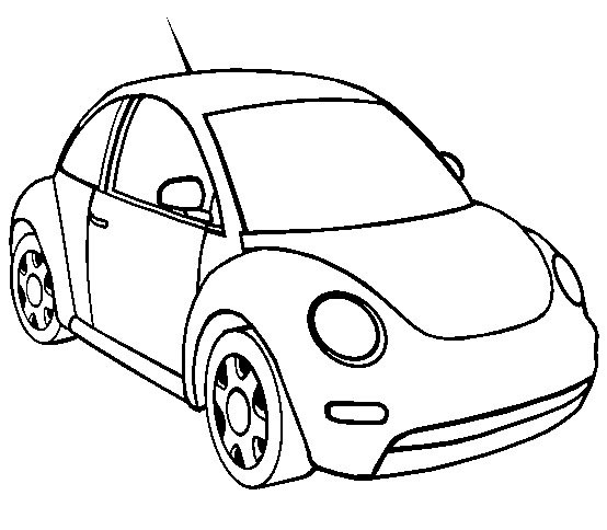 Coloriage d'une voiture de sport sur une route en plein air