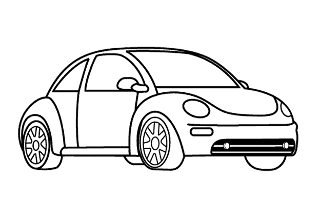 Coloriage d'une voiture de sport sur une route